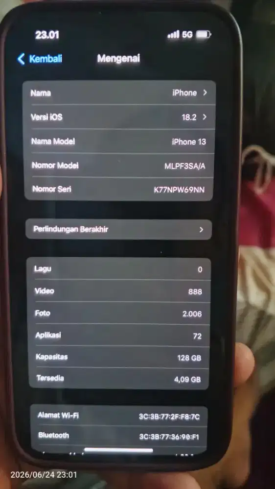 iPhone 13 128Gb, Warna Midnight Blue