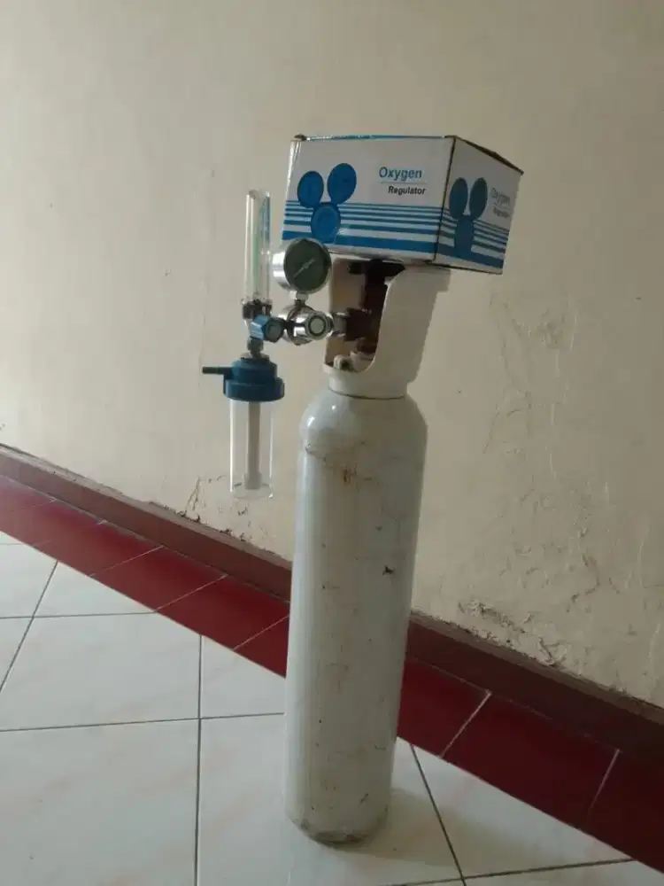 Tabung Oksigen 1 m3 penuh + regulator + selang baru