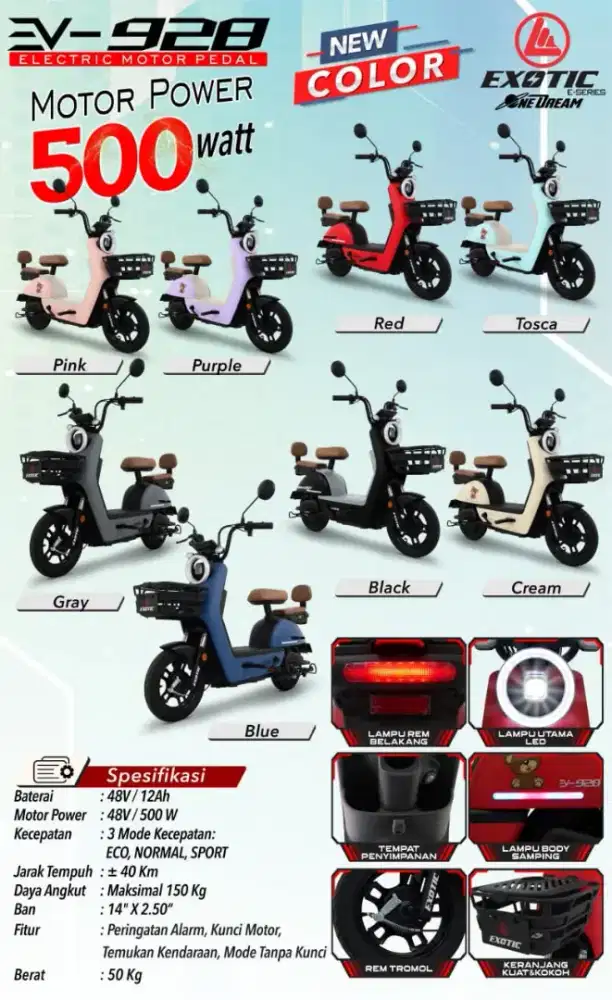 Sepeda Listrik Exotic Ev928 terlaris bergaransi (Hnya jual cash)