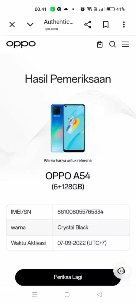 Oppo A54 ram 6/128 mlus normal semua nya hp sm cas saja