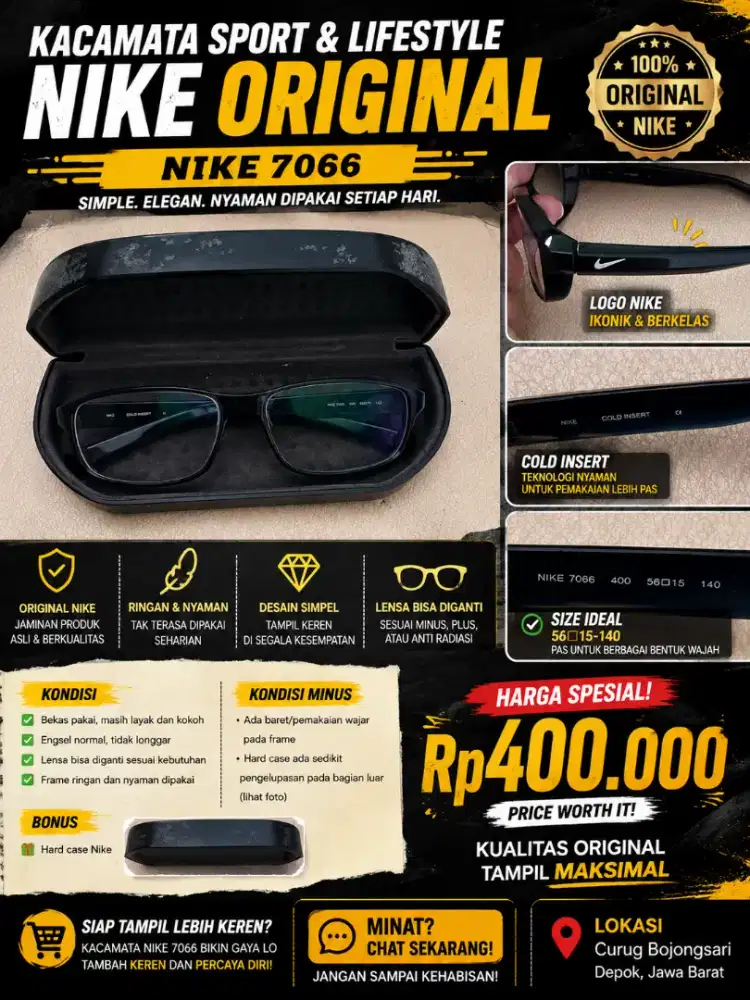 DIJUAL CEPAT FRAME KACAMATA NIKE ORIGINAL – DEPOK