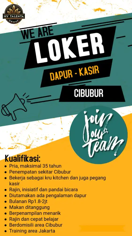 Lowongan Kerja Dapur - Cibubur
