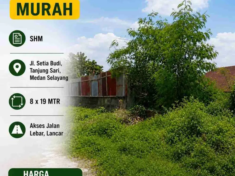 jual tanah kavling nego uk 8x19 m di setia budi medan selayang dekat padang bulan ringroad