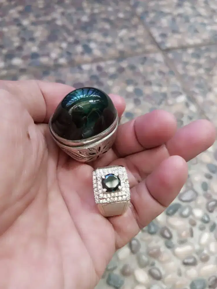 Cincin Black Diamond+ Bacan gulai perak Handmade KEREN BOOS
