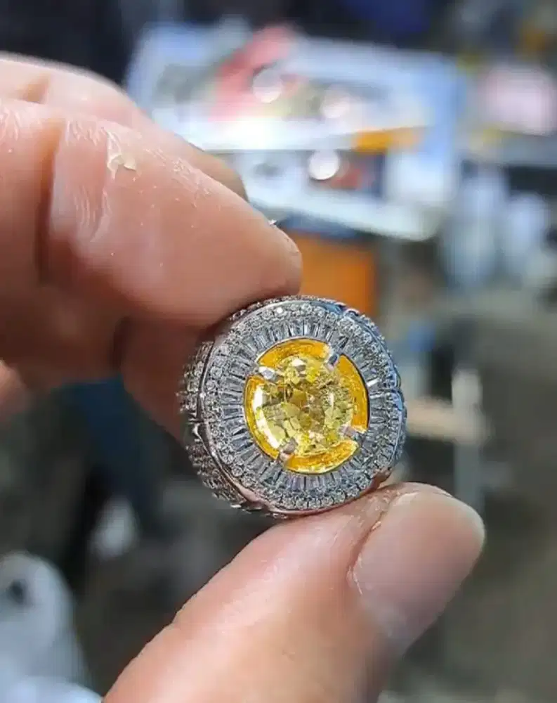Yellow sapphire Ring Perak cantik