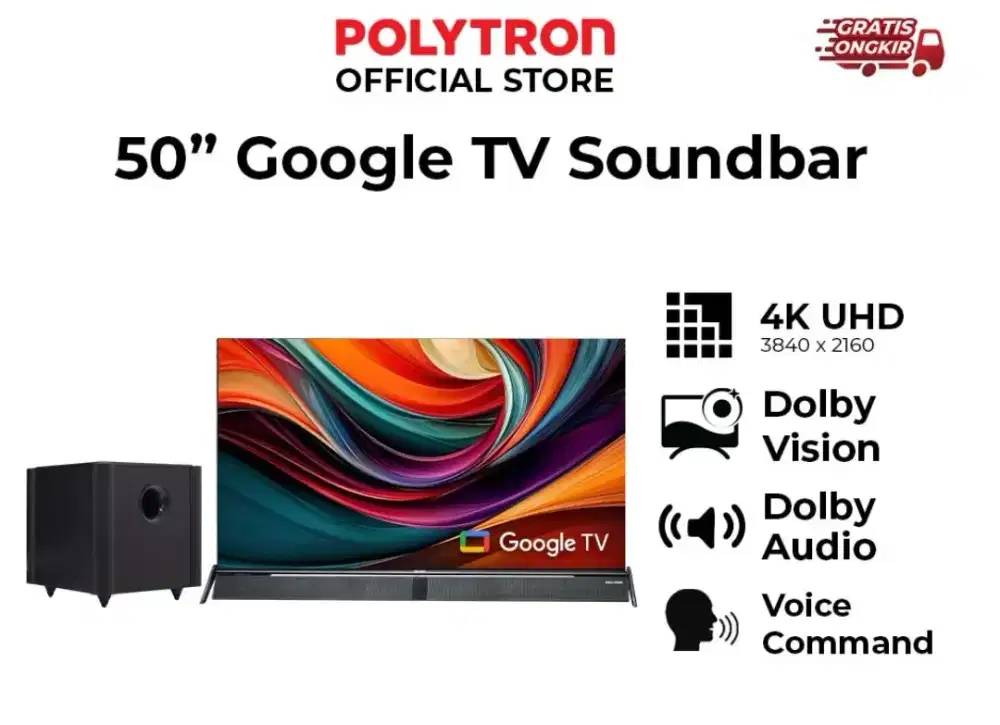 Promo Cicilan bunga 0% Google TV  Polytron 50 D Atlanta Karangwulan