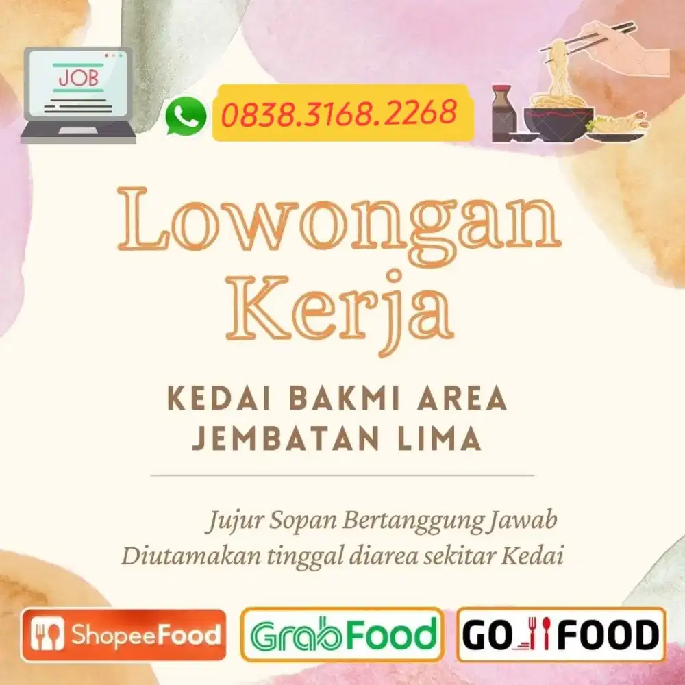 Lowongan Kerja Kedai Bakmi Area Tambora Jakbar