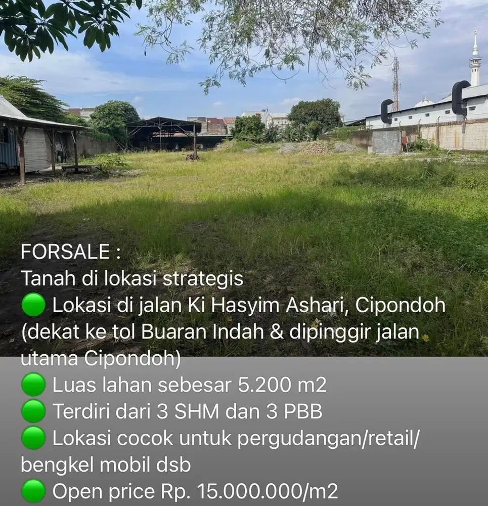 Jual Tanah pinggir jalan raya utama Cipondoh