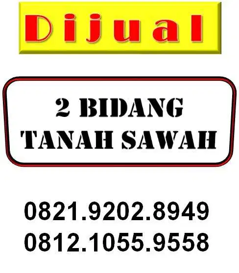 Jual 2 bidang Tanah Sawah 2.200 m2 & 1.869 M2 (SHM) di Gorontalo Sulut