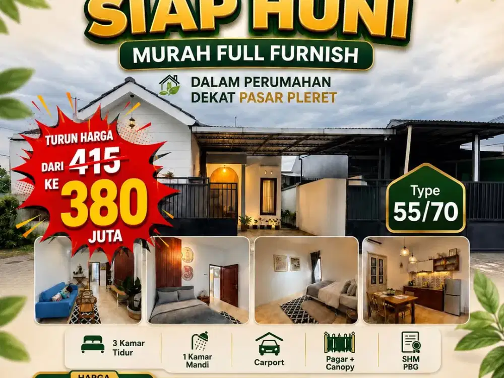 Super MURAH!! Rumah siap huni minimalis full furnish  dekat Pasar Pleret Bantul