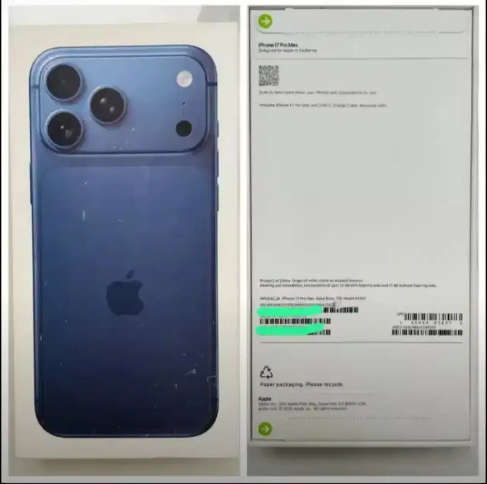 Jual murah new iphone 17promax deep blue model A3257,segel,34,7jt nego