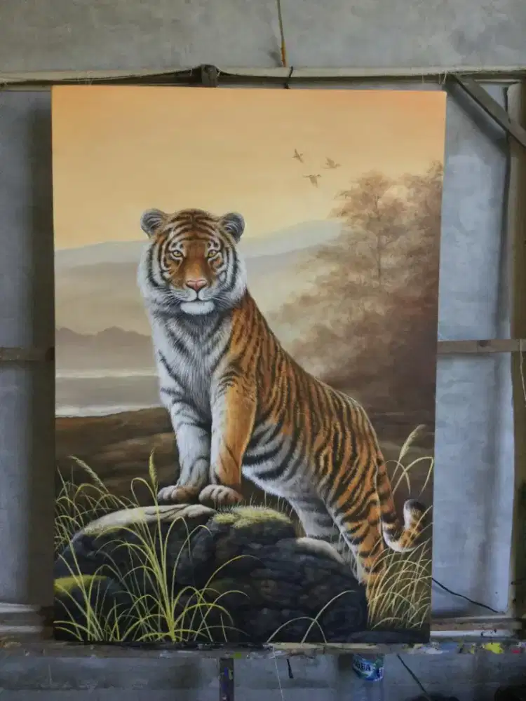 Dijual lukisan kanvas harimau 130x90 cm