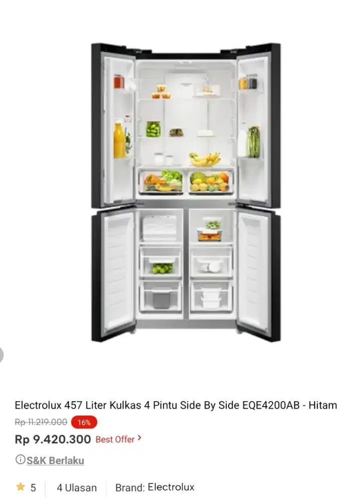 kulkas electrolux promo bsa cicilan syarat ktp tanpa dp byr bulan dpan