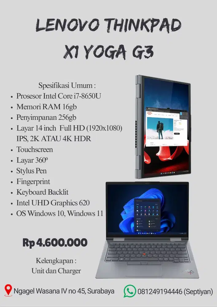 LENOVO THINKPAD XI YOGA G3 i5 Gen 8th