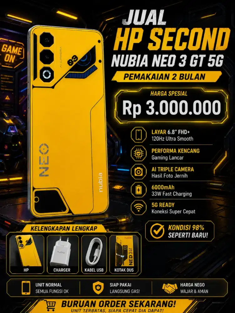 Jual HP second Nubia Neo 3GT 5G