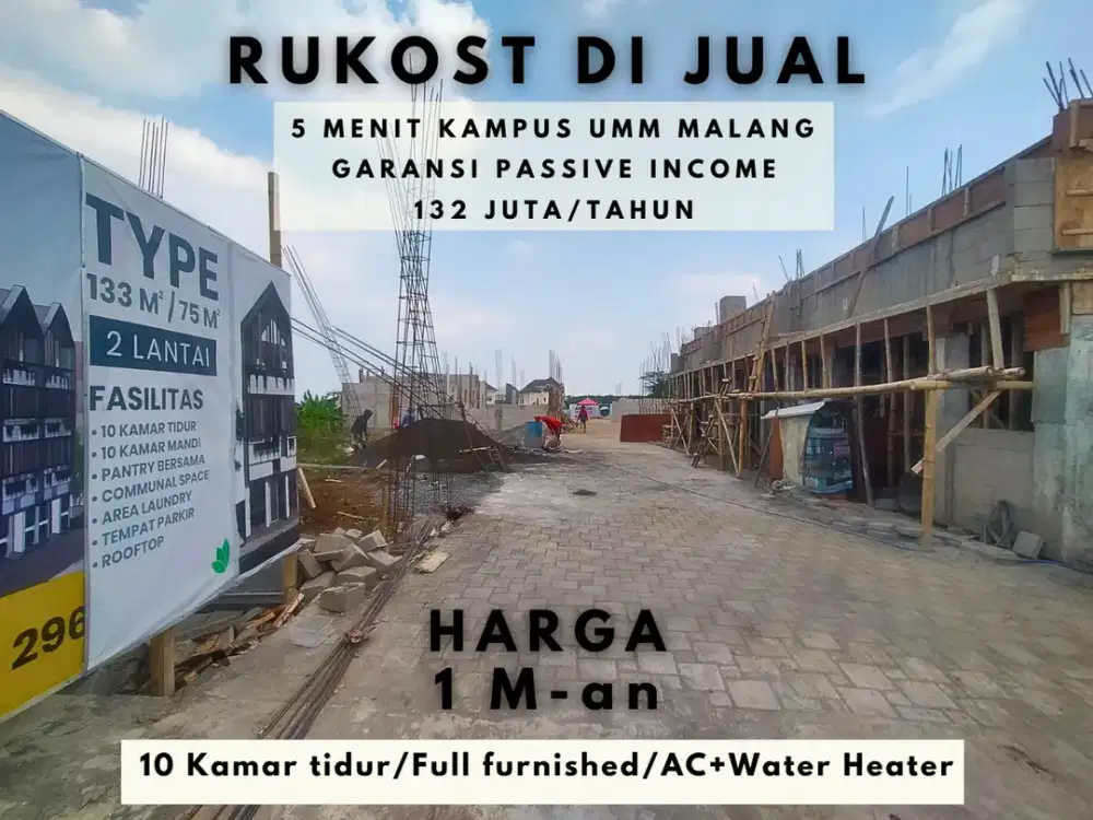 Jual Kos Malang 5 Menit Kampus UMM Malang Full Furnished Lebar Jalan 6 Meter