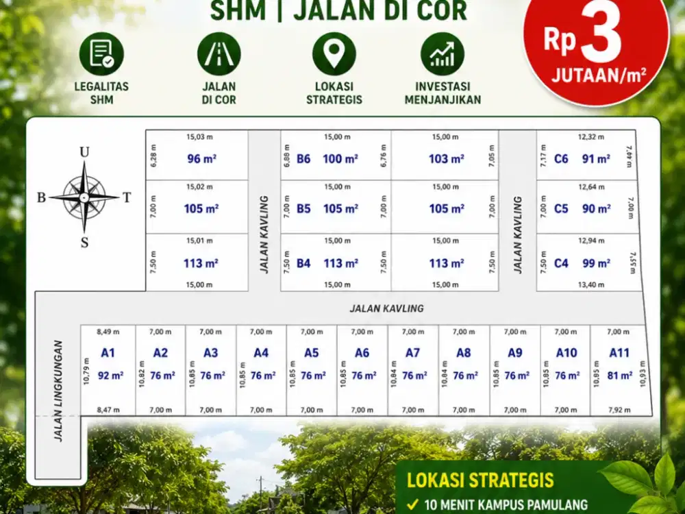 Dijual Murah Tanah Kavling SHM 10 Menit Kampus UNPAM