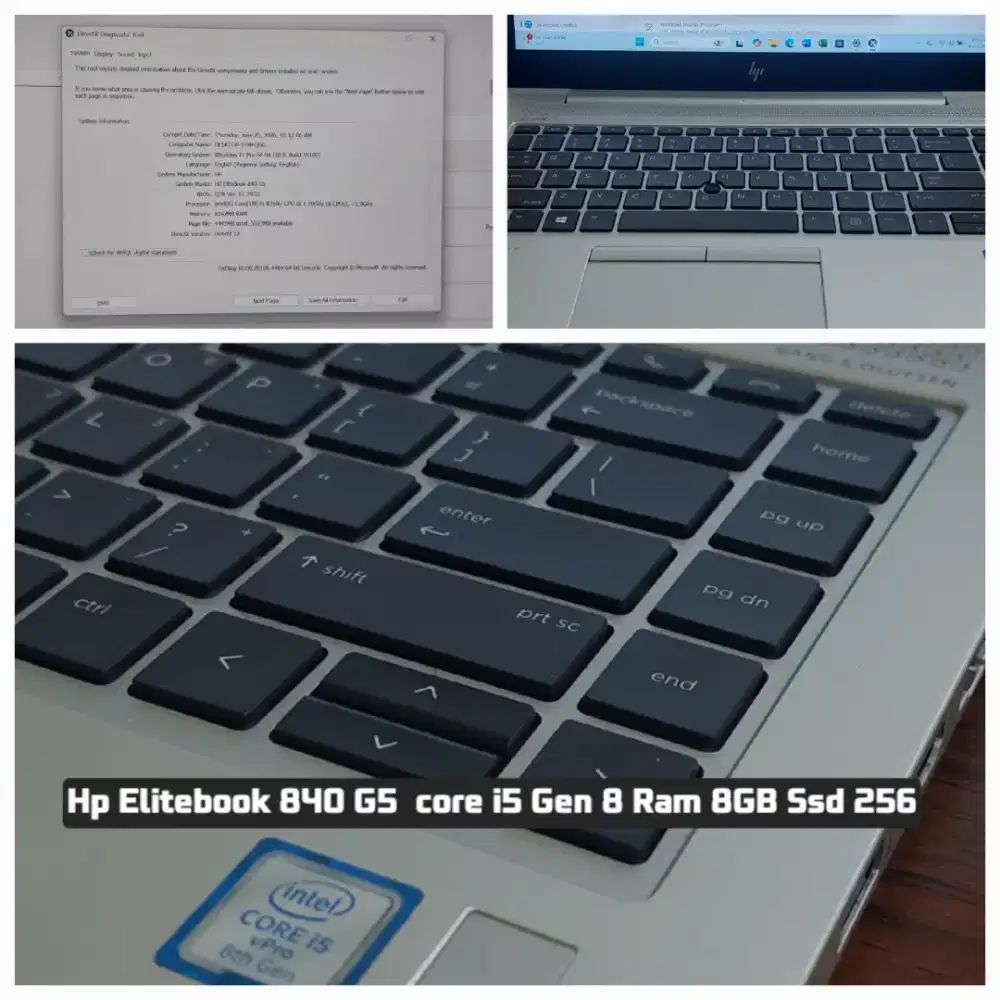 Laptop HP Elitebook 840 G5 core i5 Gen 8 Ram 8 Ssd 256