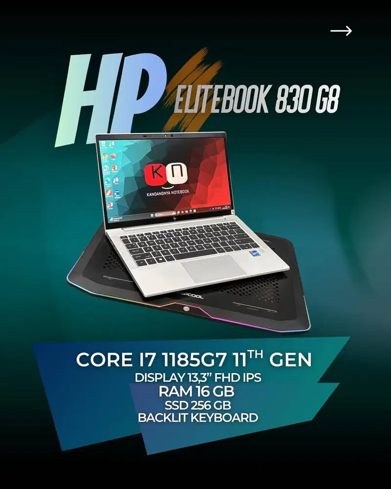 Hp Elitebook 830 G8 Core i7 1185G7 RAM 16GB 256GB Layar 13,3inch
