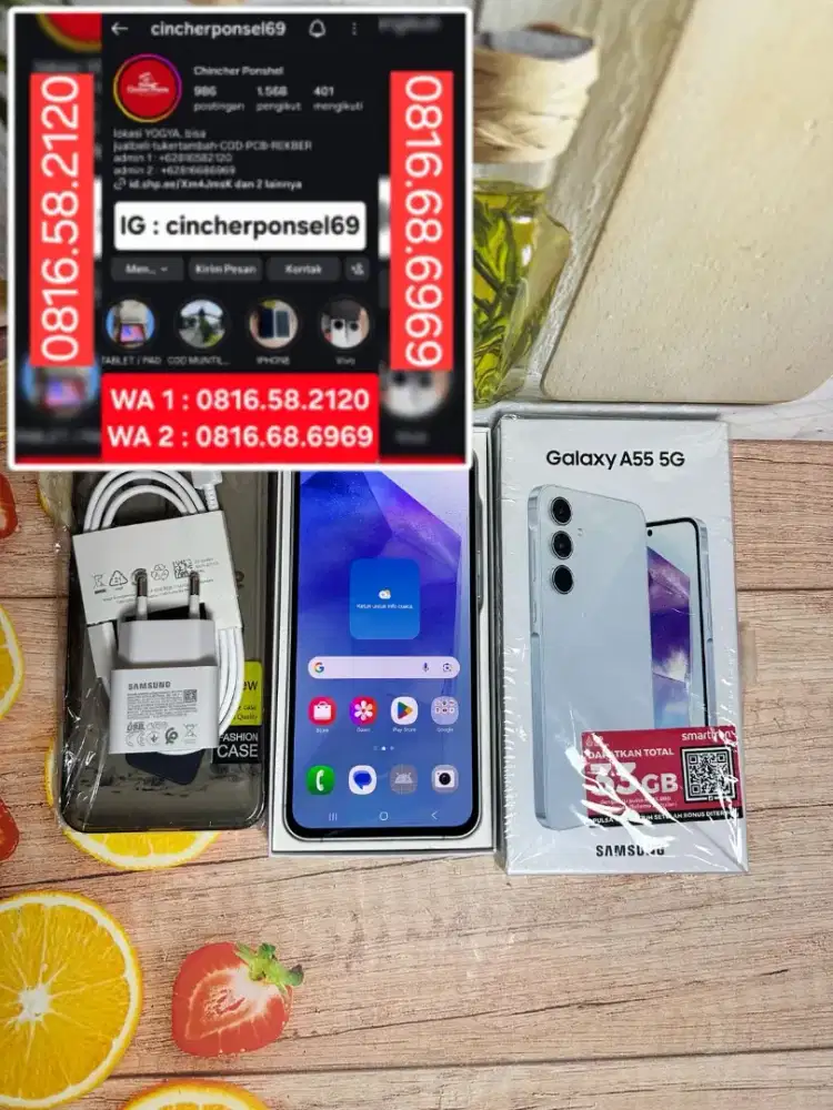 Jual hp samsung A55 5G 8/256 likenew istimewa grns resmi  free ADAPTOR
