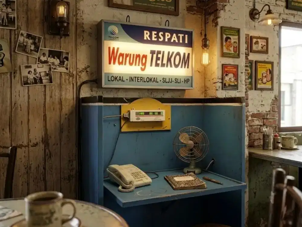 Set neon box wartel telepon n meteran pulsa vintage jadul antik lawas