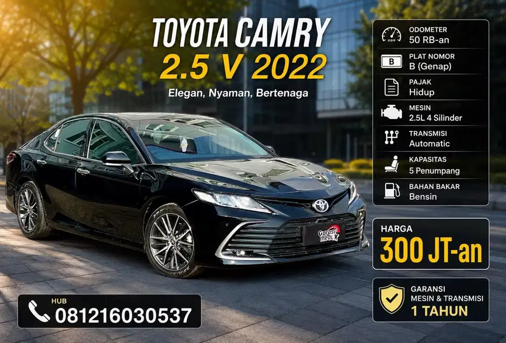 Toyota Camry V 2022 Antik Low KM Murah Bekas Hitam Genap Garansi
