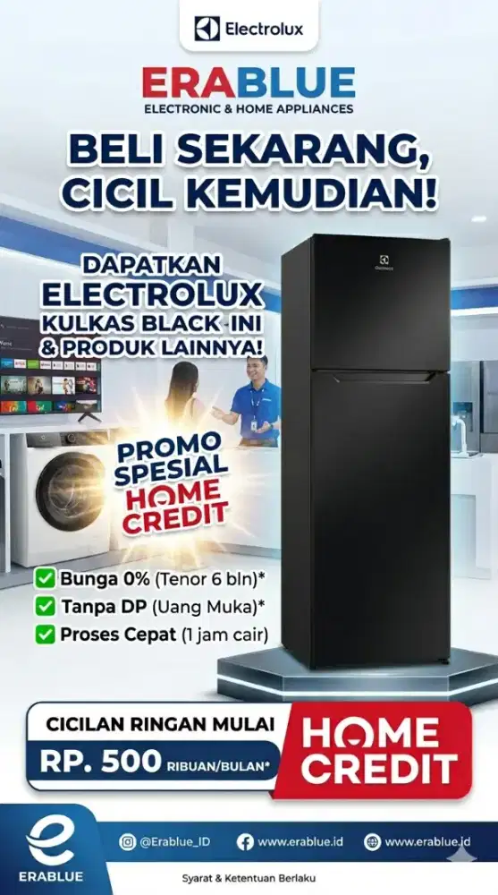BELI KULKAS ELECTROLUX  PAKAI HOME CREDIT DI ERABLUE JATIHANDAP