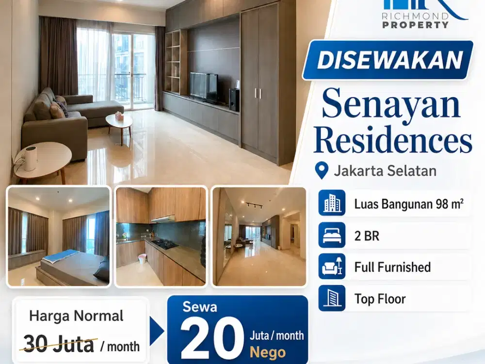 PRESTIGIOUS LIVING: Sewa Senayan Residence 2BR Full Furnished Lantai 18!