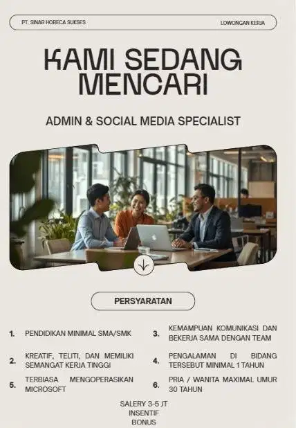 DICARI ADMIN MARKETING & SOCIL MEDIA SPECIALIST