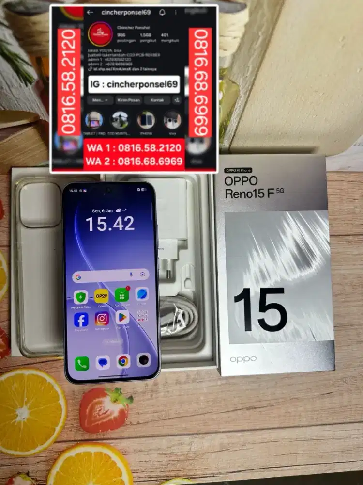 Jual HP Oppo Reno 15F 5G likenew istimewa open dus saja