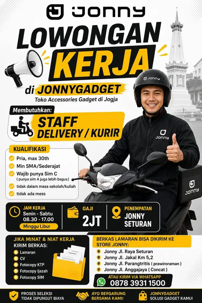 dibutuhkan driver/kurir anter barang area jogja