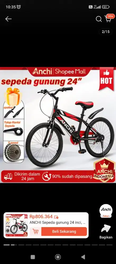 BARU sepeda ANCHI ukuran 24