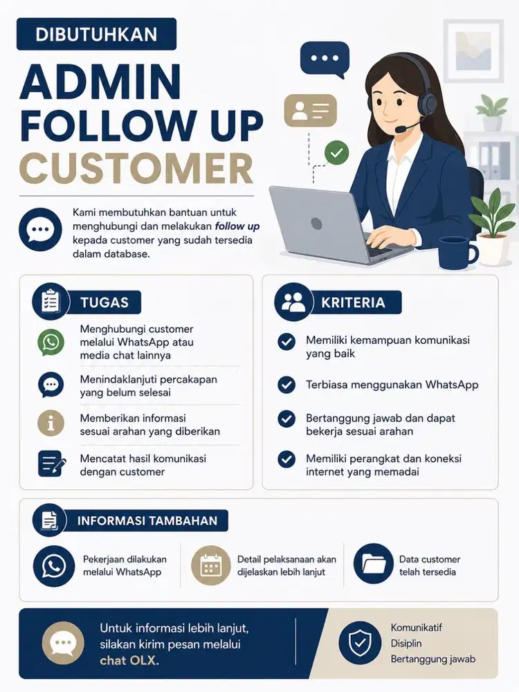 Mencari Admin Follow up Customer
