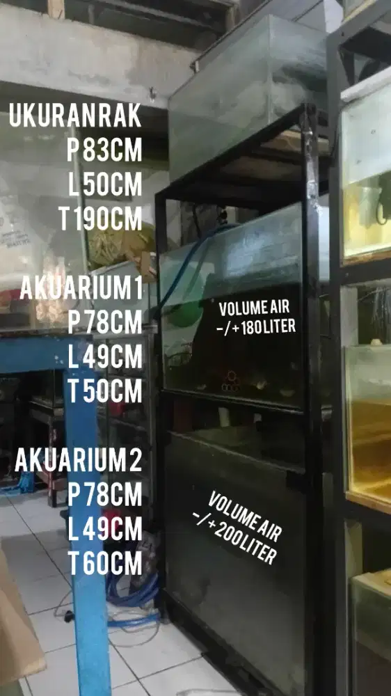 Rak beserta akuarium 3 susun