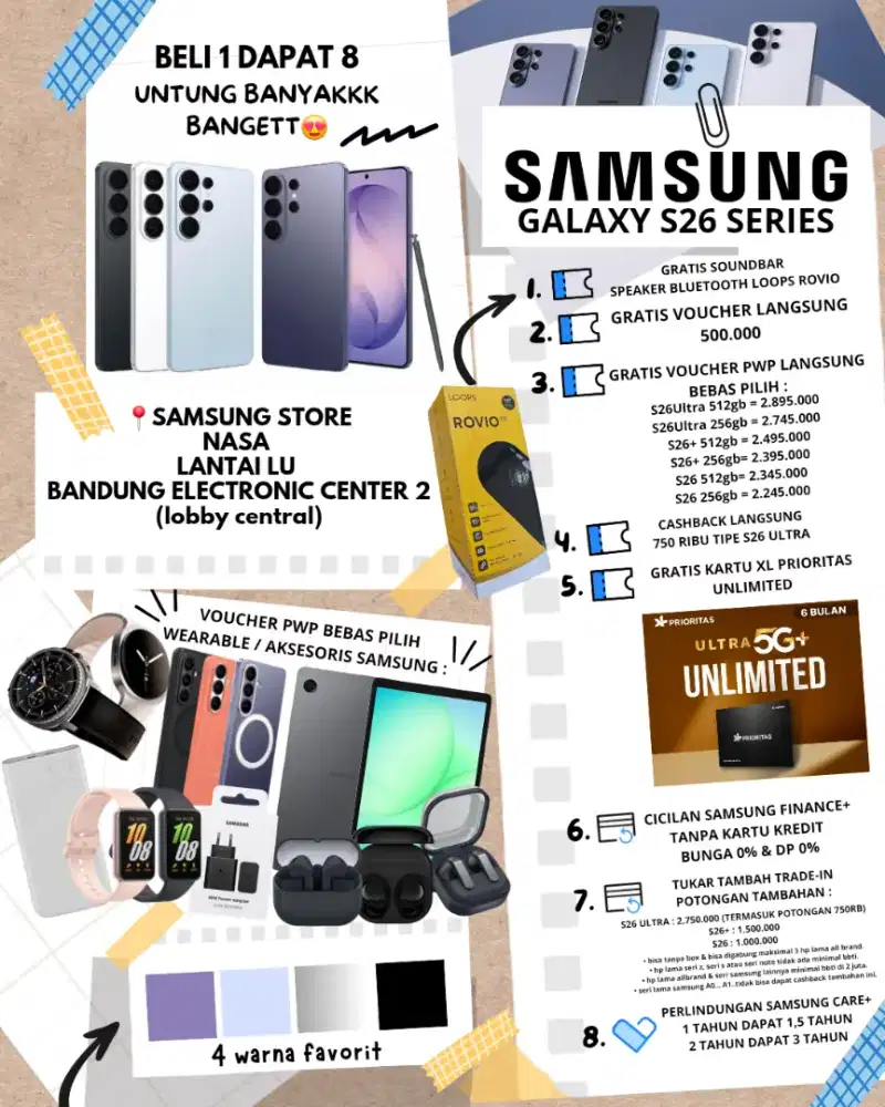 SAMSUNG S26 ULTRA POTONGAN 1.250.000+GRATIS XL KUOTA UNLIMITED+SPEAKER
