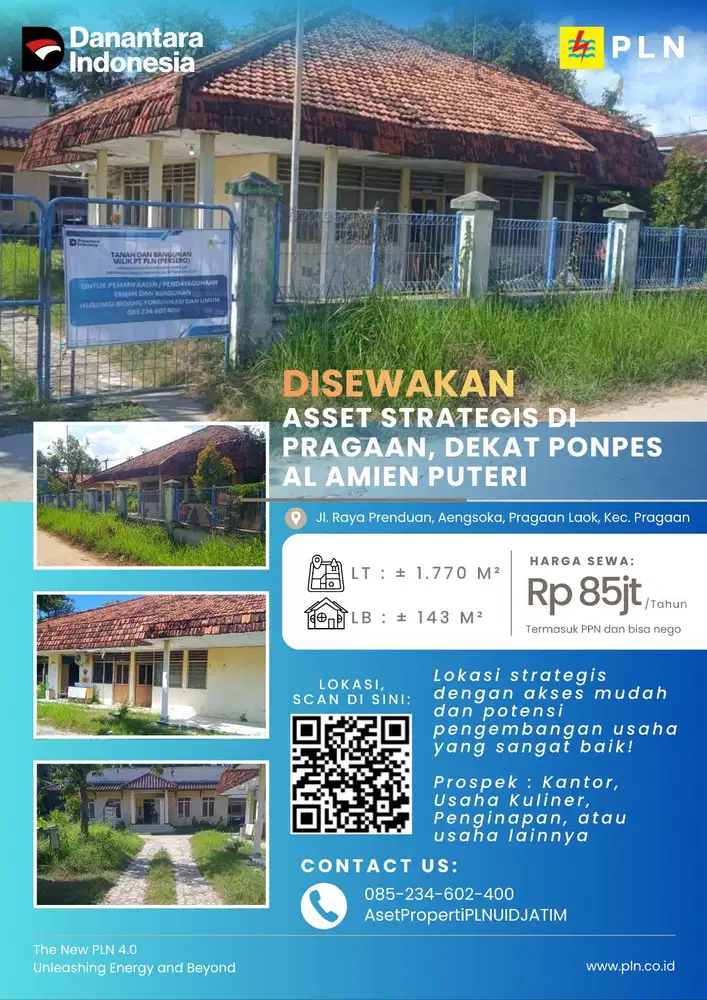 Disewakan : Asset strategis di pragaan, dekat Ponpes Al Amien Puteri