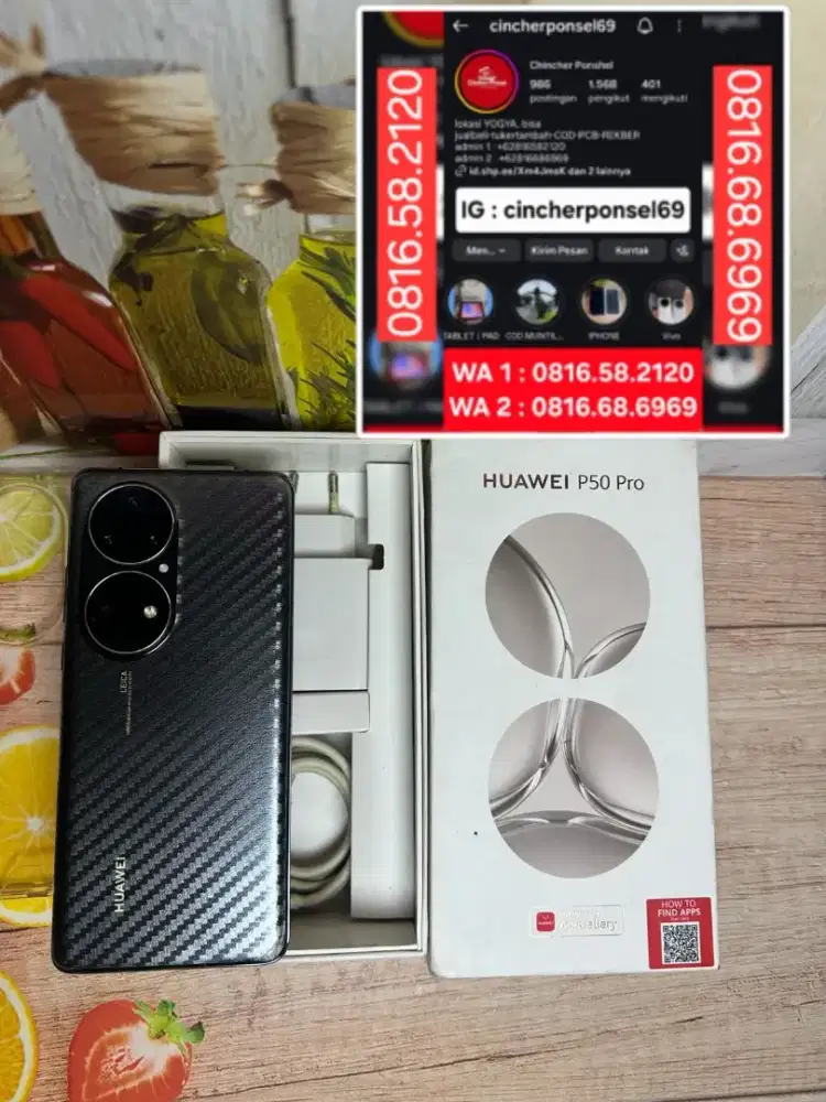 Jual HP Huawei P50 Pro 8/256 likenew istimewa fullset original