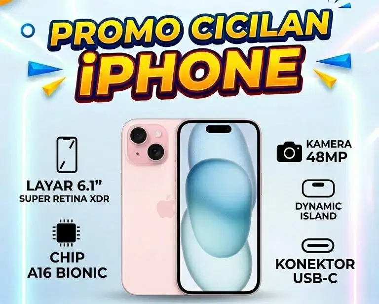 PROMO HP APPLE IPHONE 15 128gb GARANSI RESMI IBOX TAM SEGEL