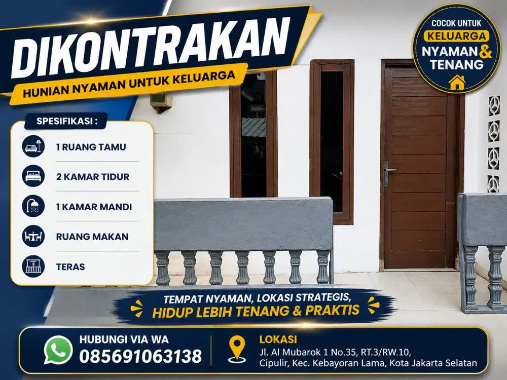 DISEWA 1 rumah lokasi strategis di Cipulir