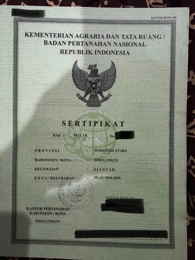 Dijual tanah dengan SHM