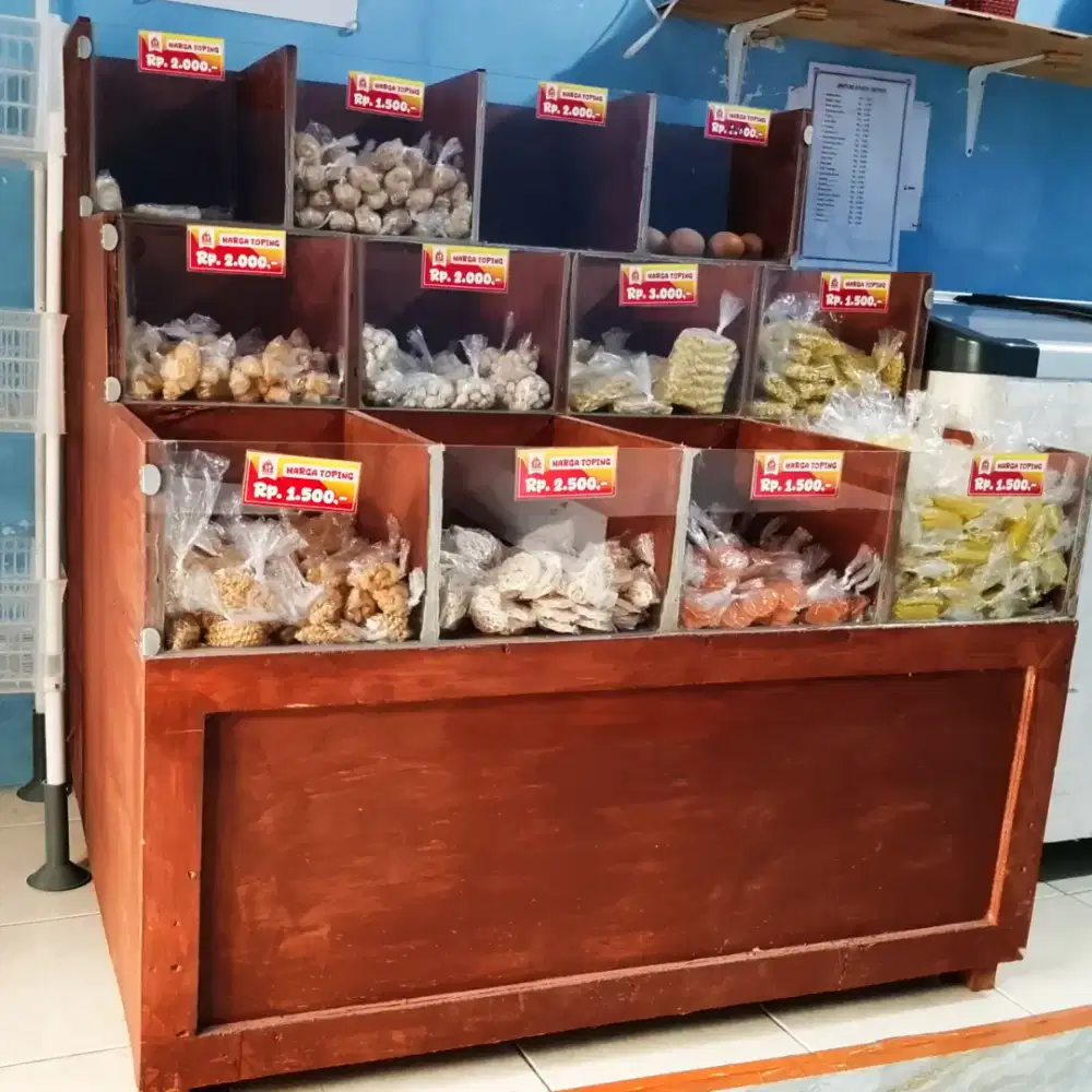 Gerobak meja toping serbaguna