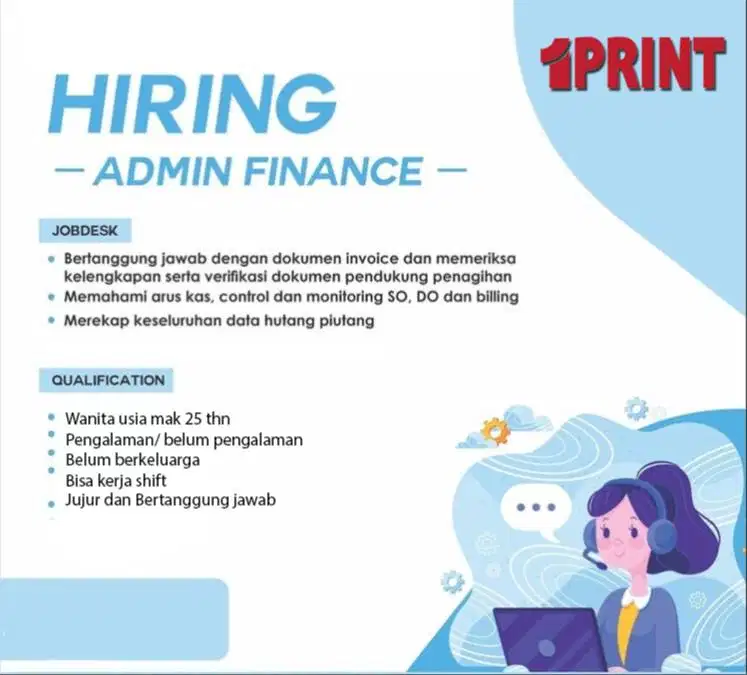 lowongan kerja admin finance