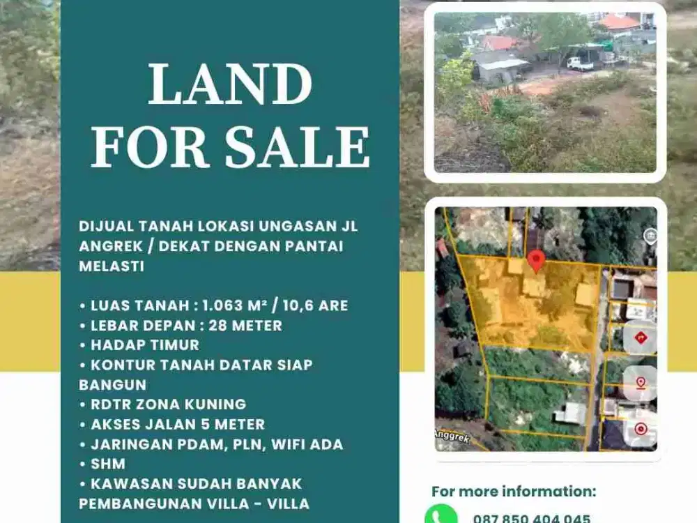 DIJUAL TANAH LOKASI UNGASAN Jl Angrek / Dekat dengan Pantai Melasti