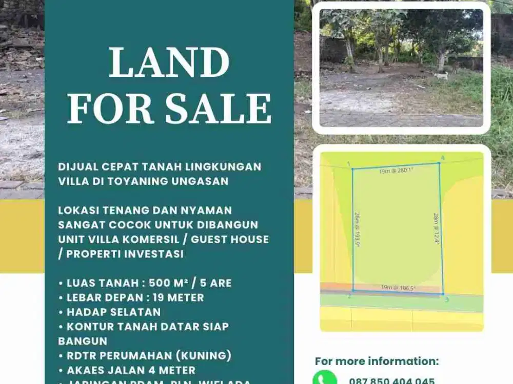 DIJUAL CEPAT TANAH LINGKUNGAN VILLA DI TOYANING UNGASAN