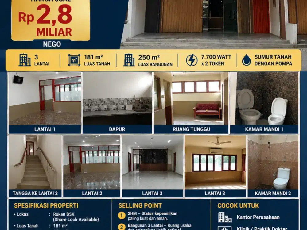 DIJUAL RUKAN STRATEGIS BSK – SIAP PAKAI & COCOK UNTUK KANTOR