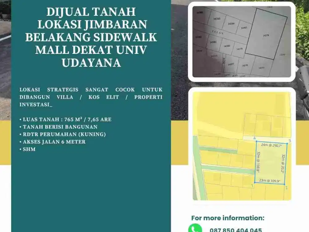 DIJUAL TANAH LOKASI JIMBARAN BELAKANG SIDEWALK MALL DEKAT UNIV UDAYANA