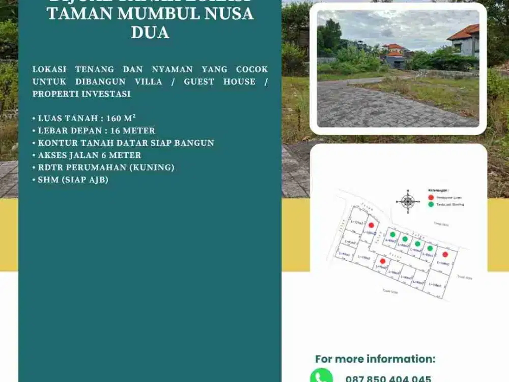DIJUAL TANAH LOKASI TAMAN MUMBUL NUSA DUA