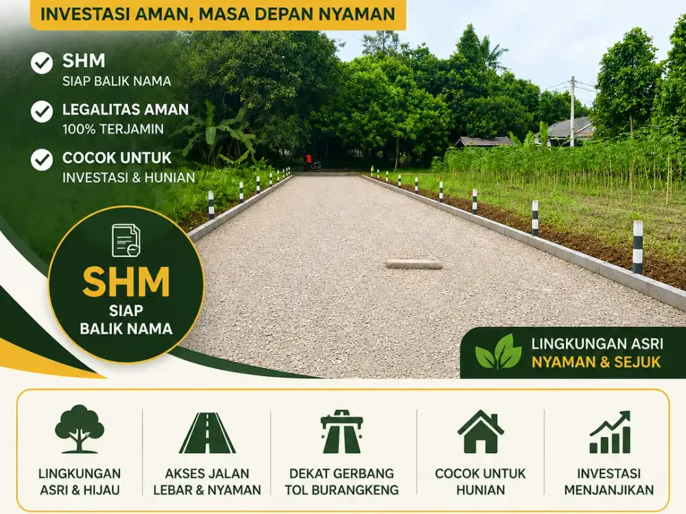 Tanah Kavling Setu Siap Balik nama,Dekat Tol Burangkeng