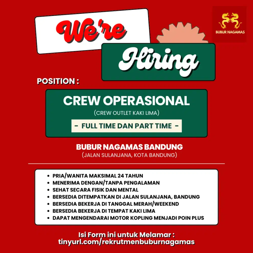 LOWONGAN KERJA BUBUR NAGAMAS BANDUNG