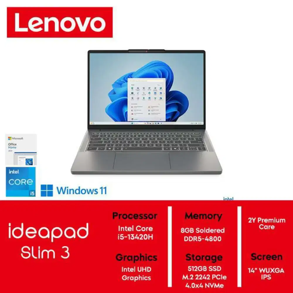 (New) Lenovo IdeaPad Slim 3 83K0007EID Intel Core i5-13420H 8GB/512GB